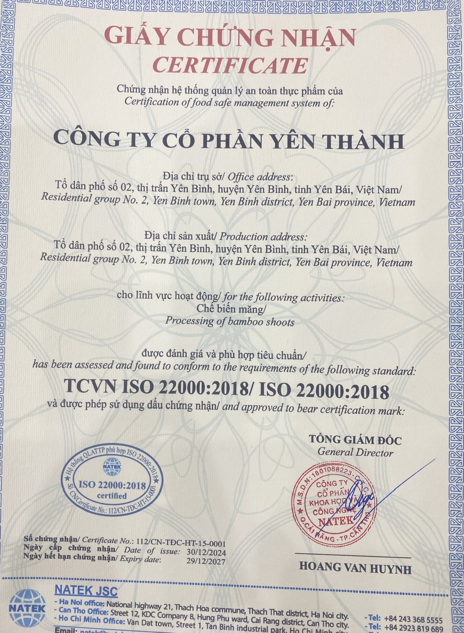 Chứng nhận ISO 22000
